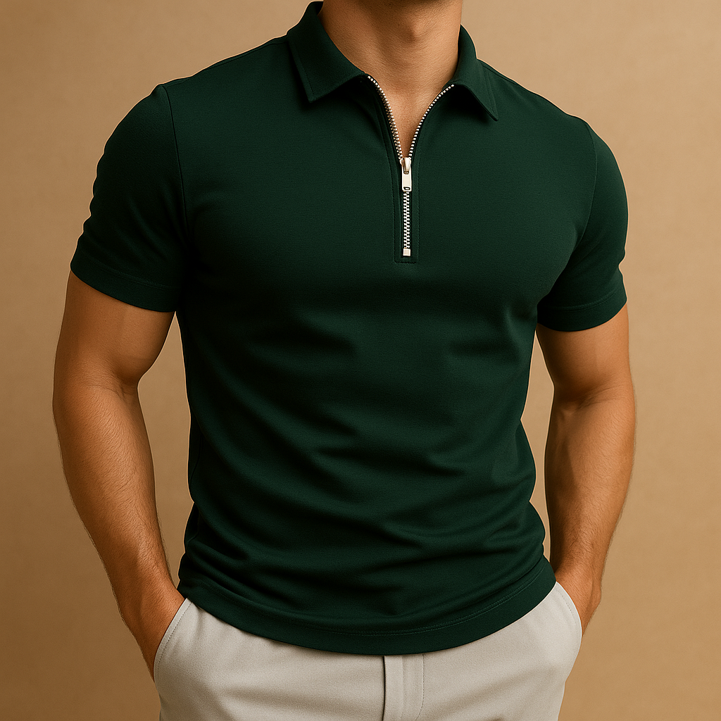 Camiseta Polo Masculina de Corte Ajustado con Cremallera | Estilo Inteligente, Ligero, Transpirable y Casual