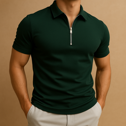 Camiseta Polo Masculina de Corte Ajustado con Cremallera | Estilo Inteligente, Ligero, Transpirable y Casual