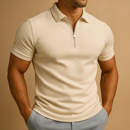 Camiseta Polo Masculina de Corte Ajustado con Cremallera | Estilo Inteligente, Ligero, Transpirable y Casual