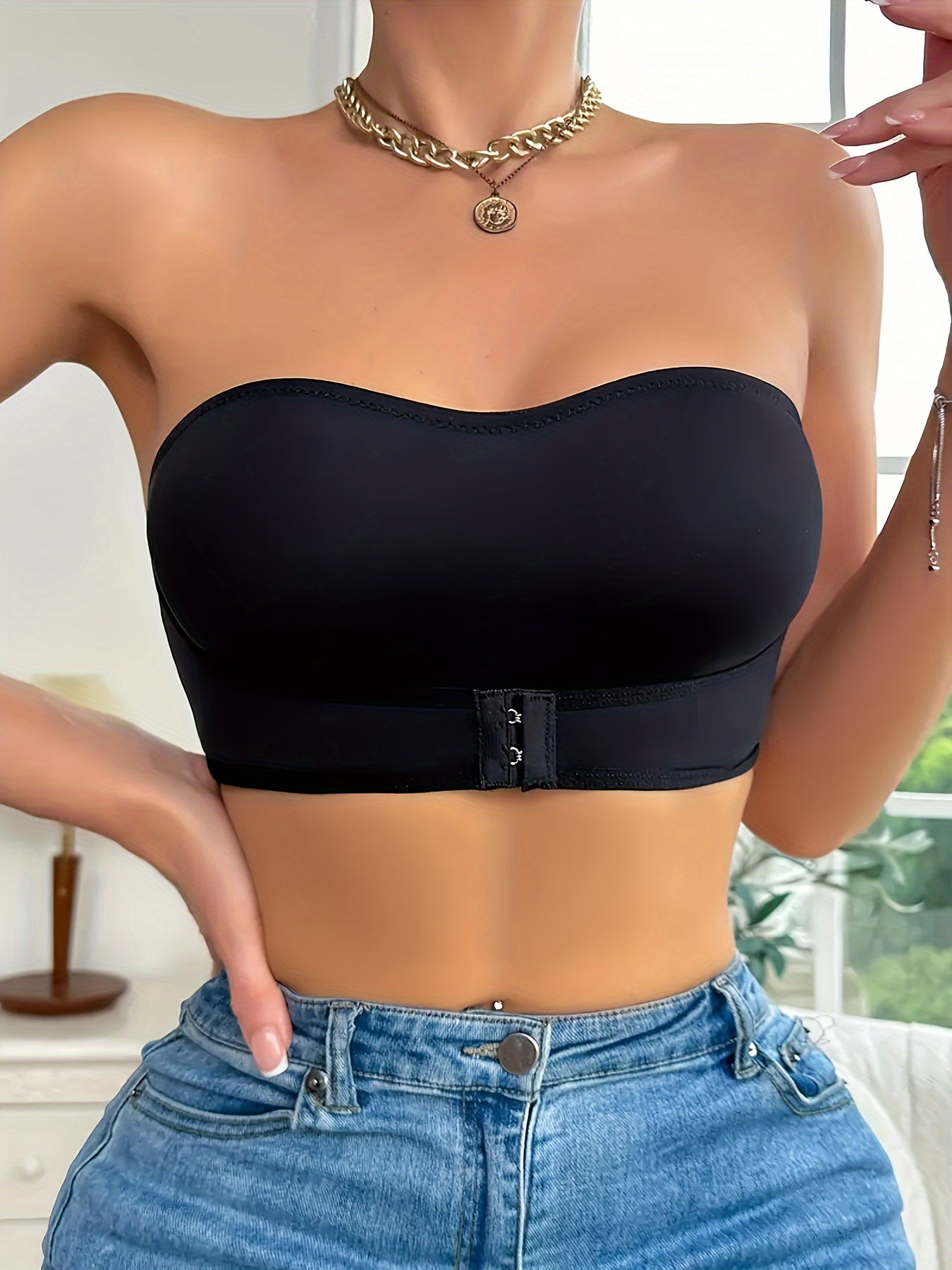 Soutien-gorge bandeau de sport pour femme | Sans couture, antidérapant, ajustement sportif