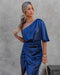 Vestito Midi Donna con Spalle Scoperte | Vita Drappeggiata – Stile Satinato
