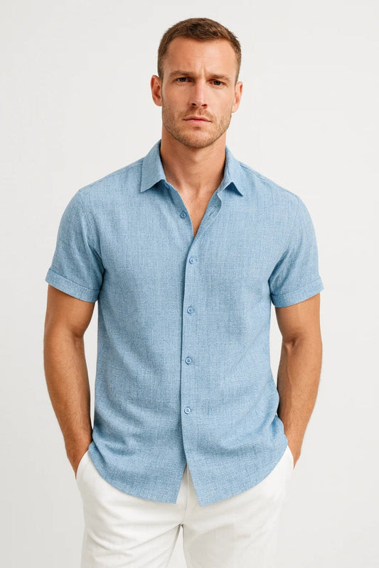 Camisa de hombre de manga corta | Cuello clásico Esencial de verano