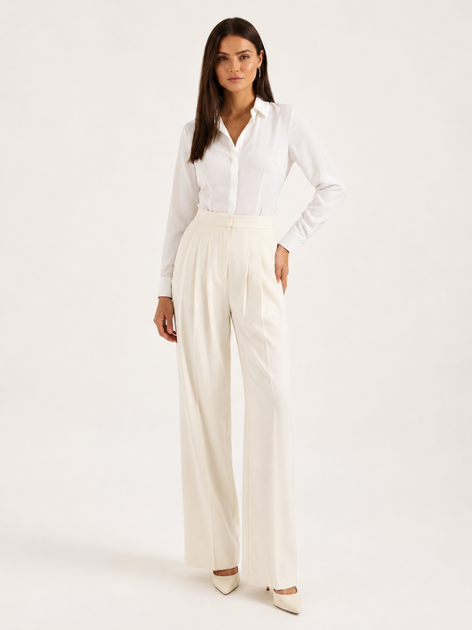 Pantalones plisados para mujer con piernas anchas