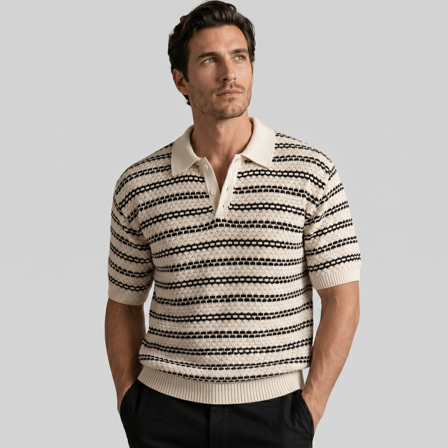 Men's Striped Polo Shirt with a Slim Fit