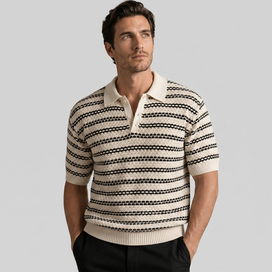 Camiseta Polo de Hombre a Rayas con Corte Ajustado