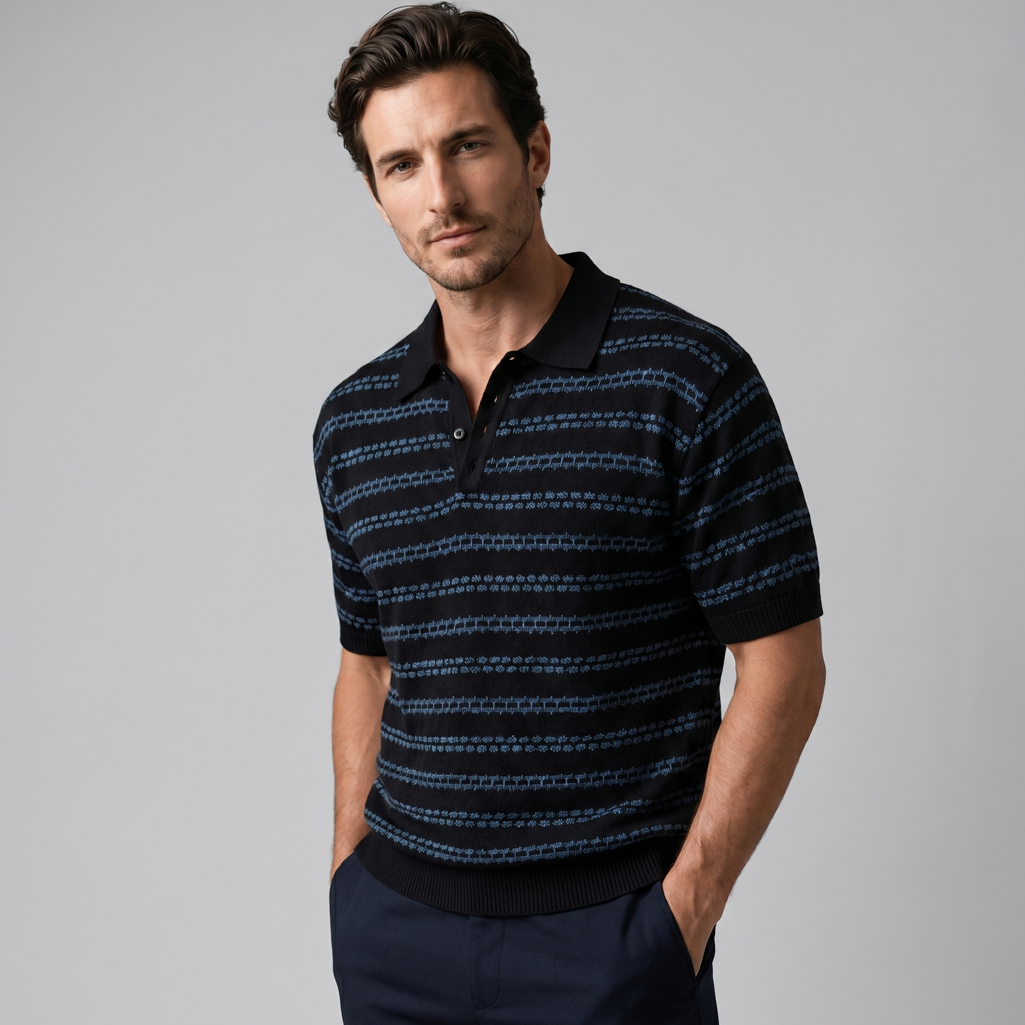 Men's Striped Polo Shirt with a Slim Fit