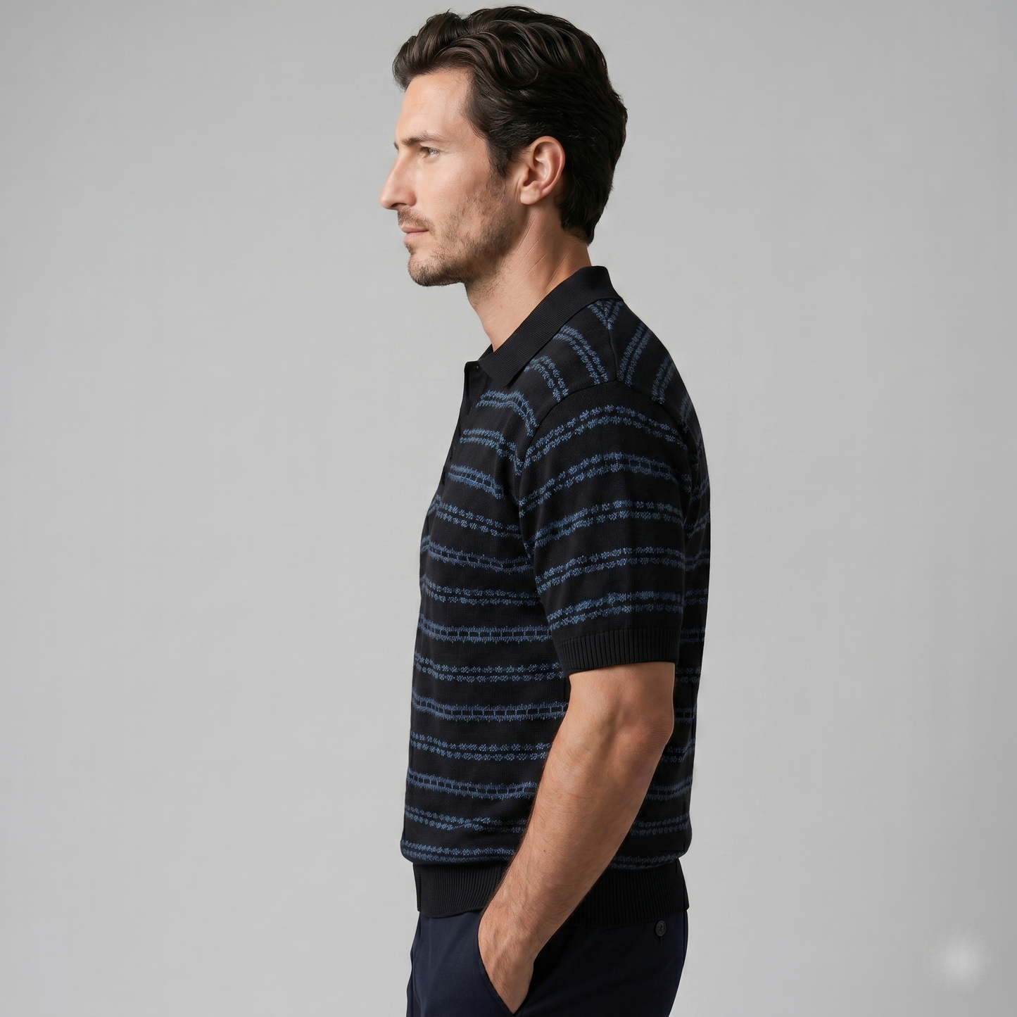 Men's Striped Polo Shirt with a Slim Fit