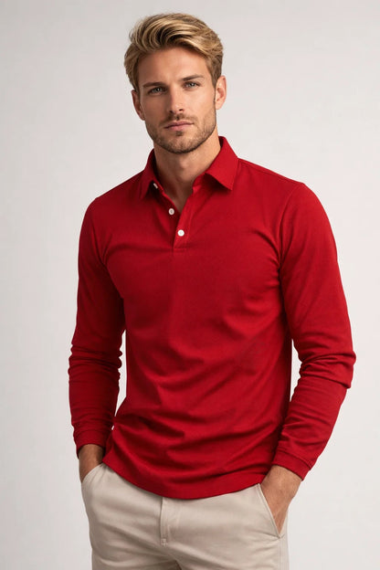 Polo Homme Moderne à Manches Longues