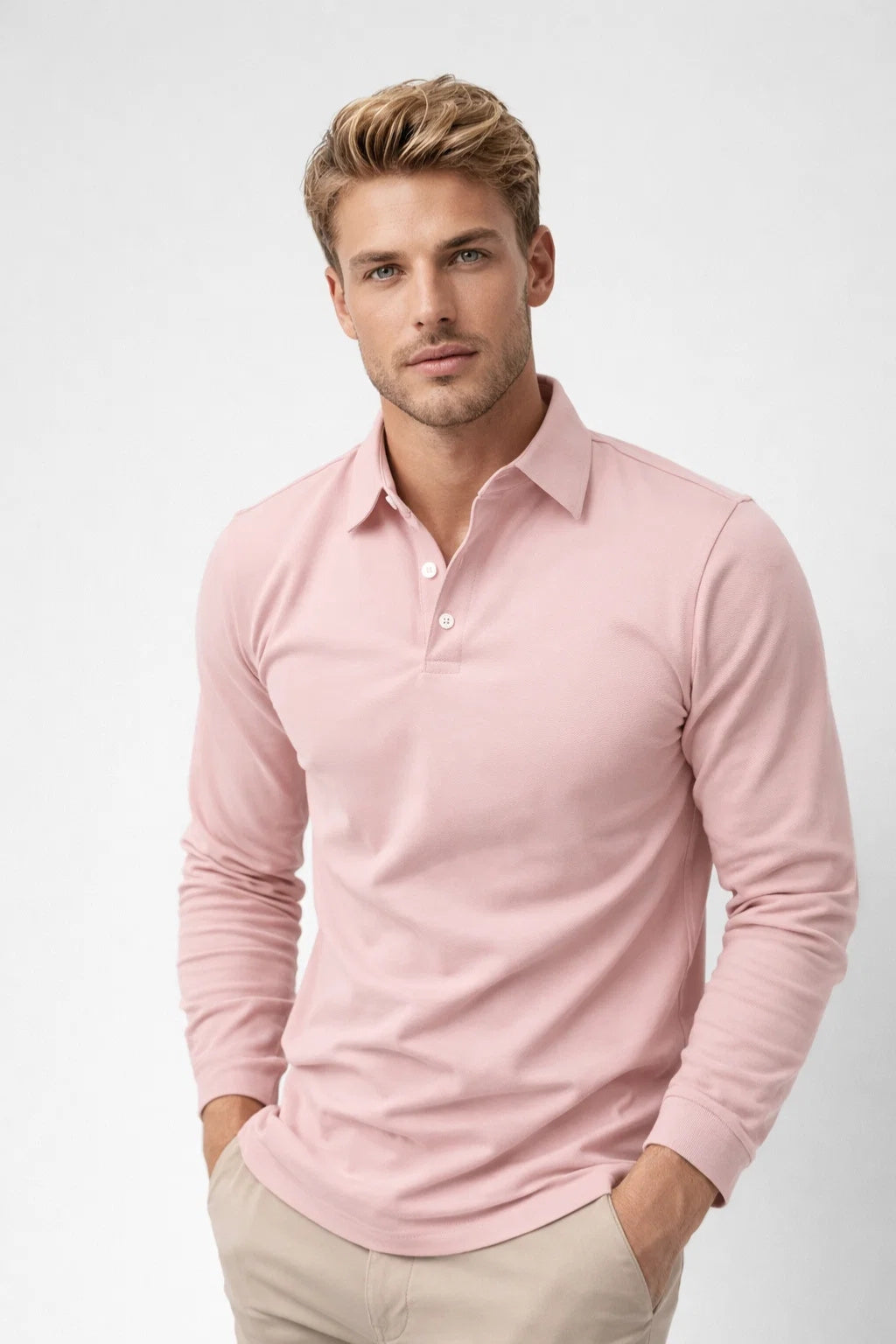 Polo Homme Moderne à Manches Longues