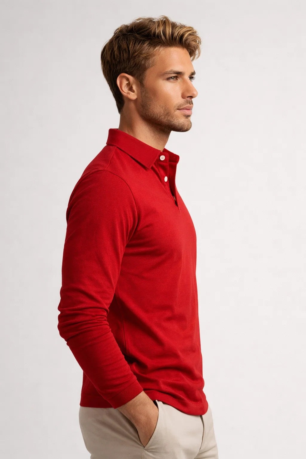 Polo Homme Moderne à Manches Longues