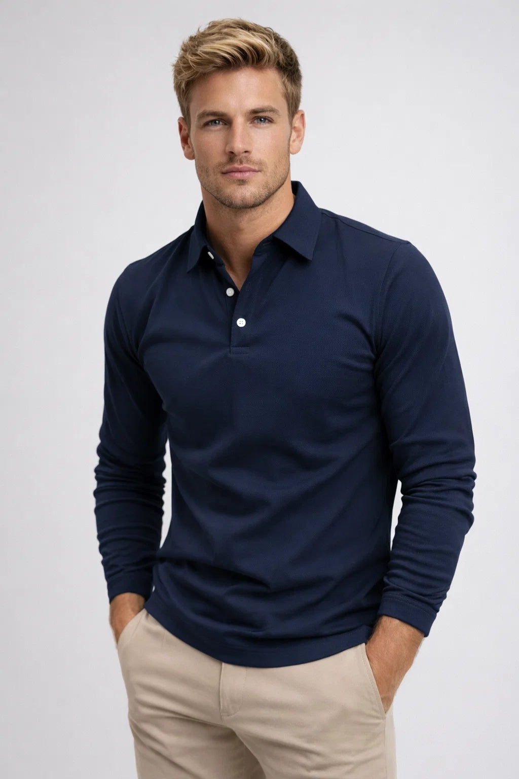Polo Homme Moderne à Manches Longues