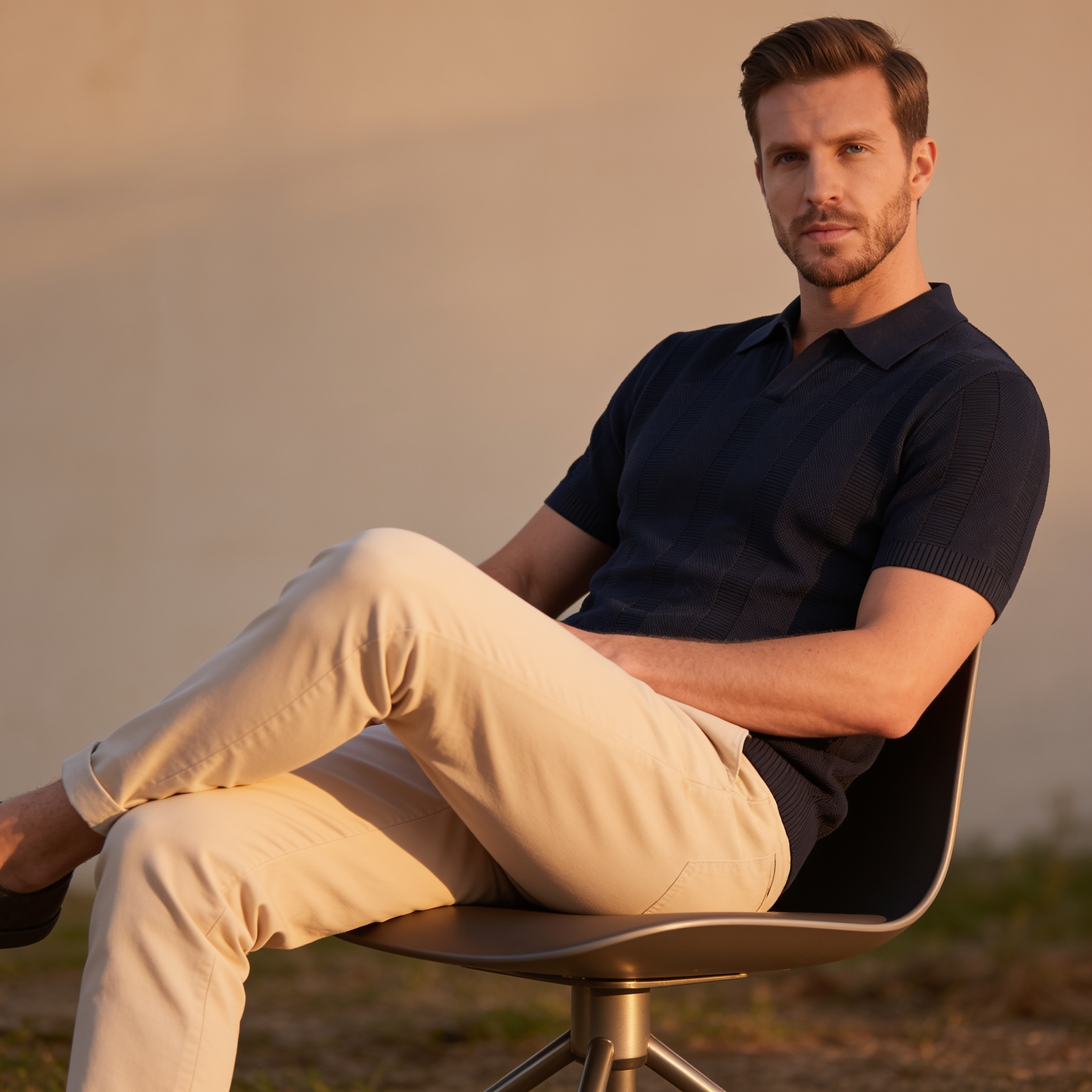 Maglietta Polo Uomo Aperta in Maglia | Stile Estivo Casual Intelligente a Costine