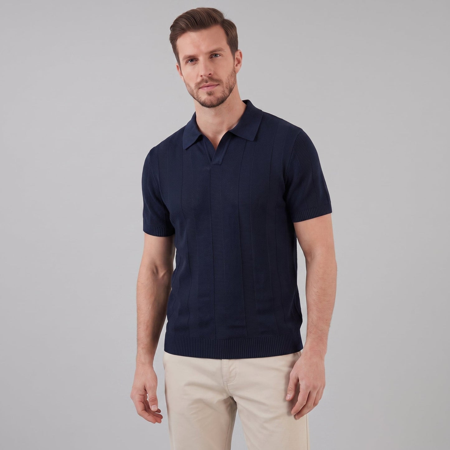 Maglietta Polo Uomo Aperta in Maglia | Stile Estivo Casual Intelligente a Costine