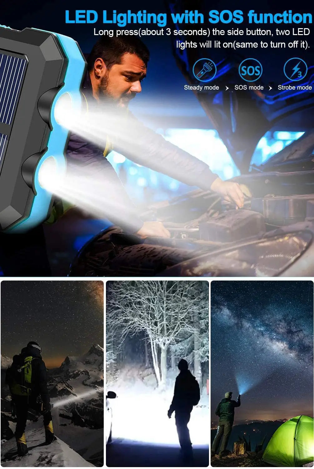 Dean | Pro Zasilany Energią Słoneczną Powerbank Z Wbudowaną latarką