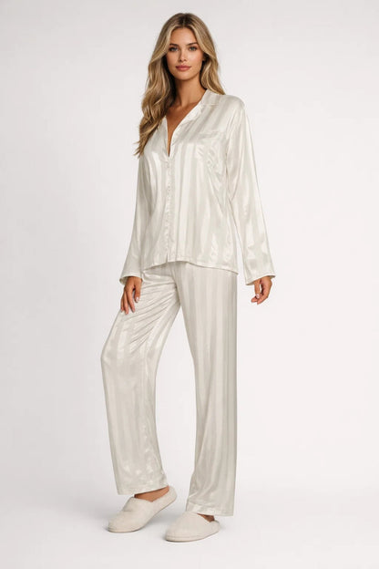 Pyjama élégant pour femme toutes saisons avec pantalon à jambes larges