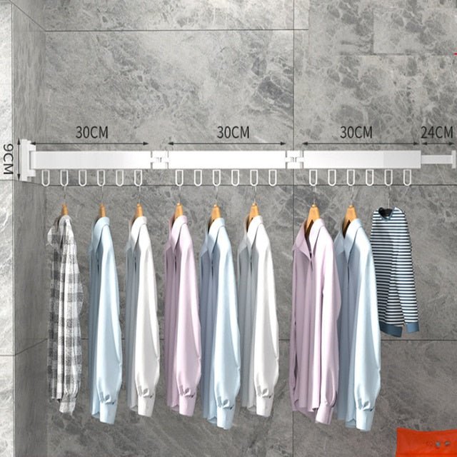Uscător de rufe extensibil pentru montare pe perete | Design pliabil, care economisește spațiu