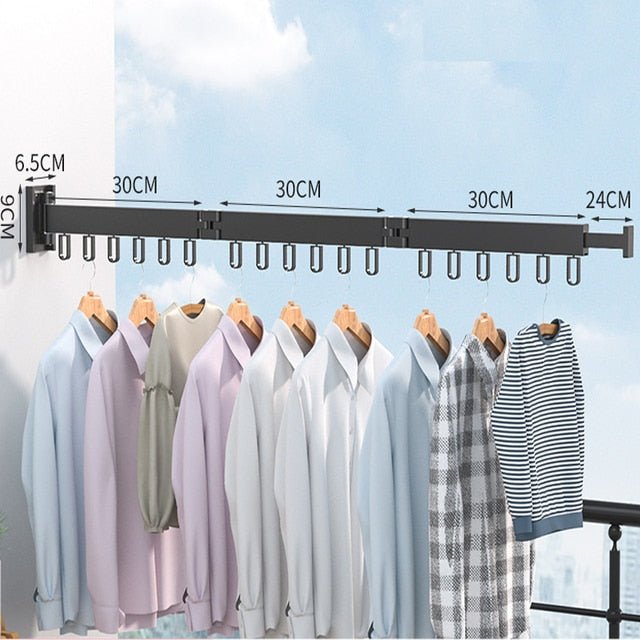 Uscător de rufe extensibil pentru montare pe perete | Design pliabil, care economisește spațiu
