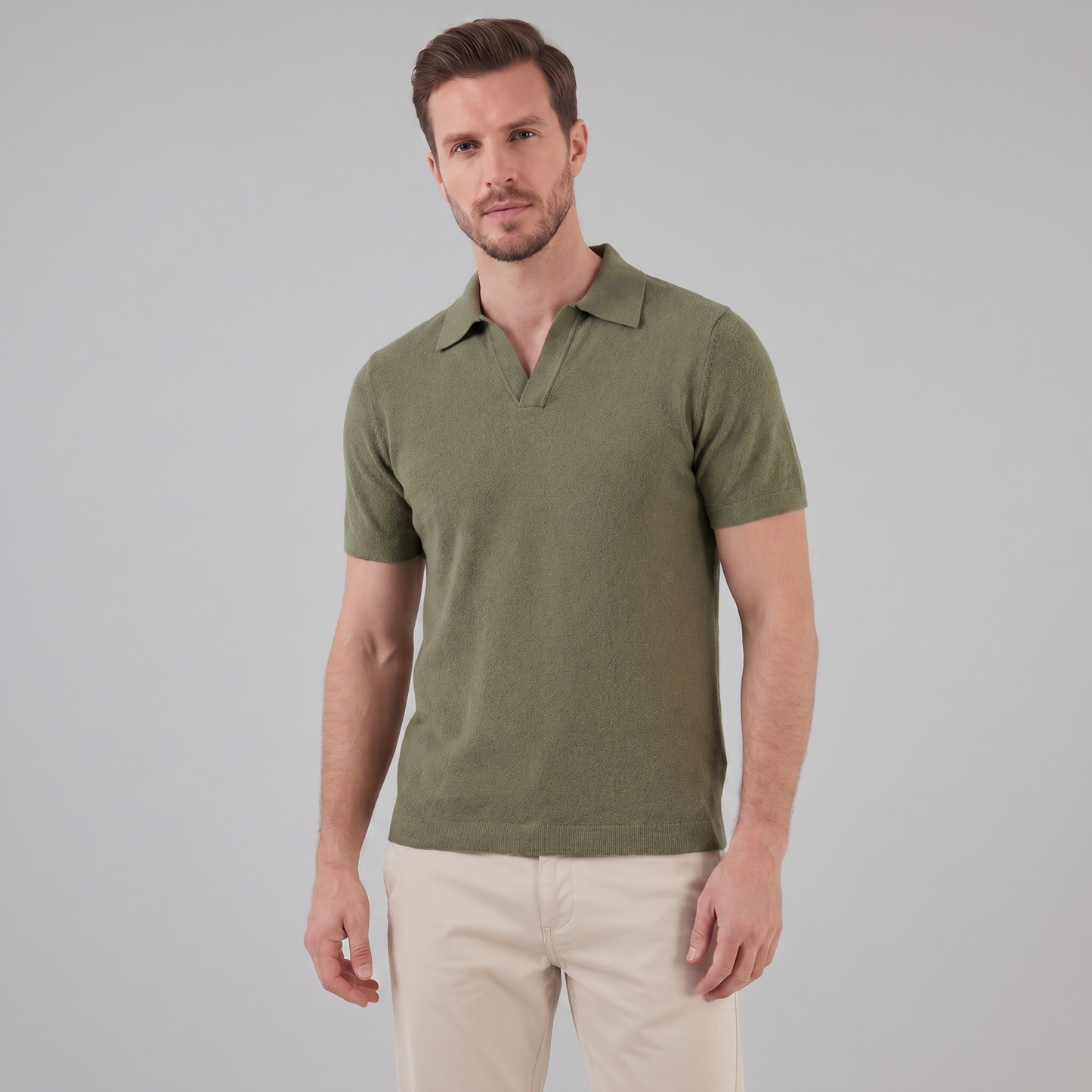 Men's Lightweight V-Neck Polo Shirt