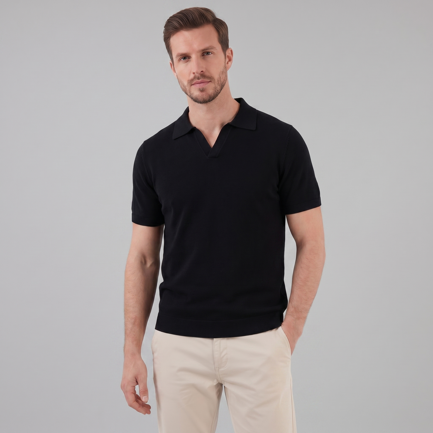 Men's Lightweight V-Neck Polo Shirt