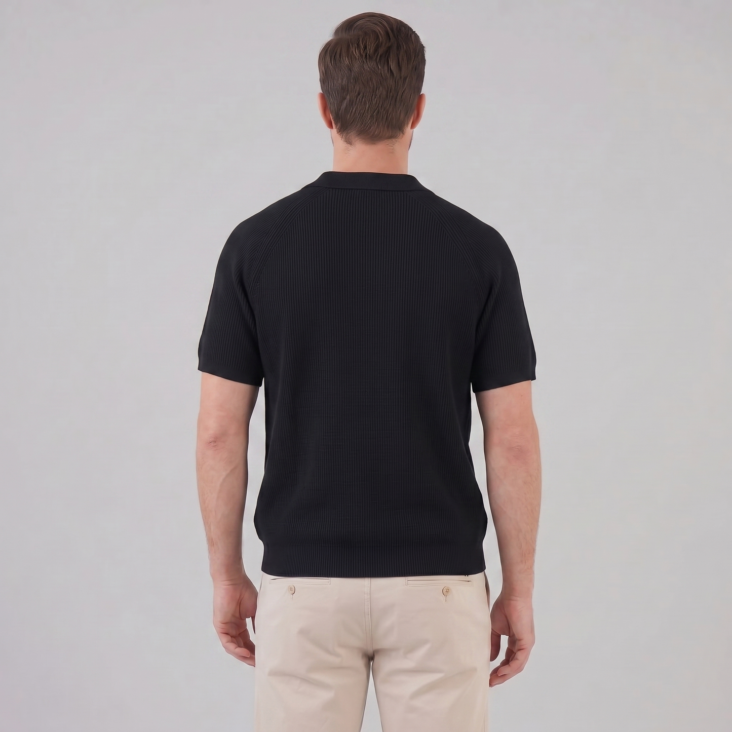 Pánské žebrované polo s plnými knoflíky