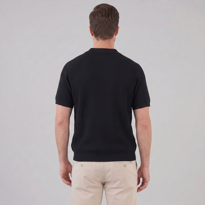 Pánské žebrované polo s plnými knoflíky