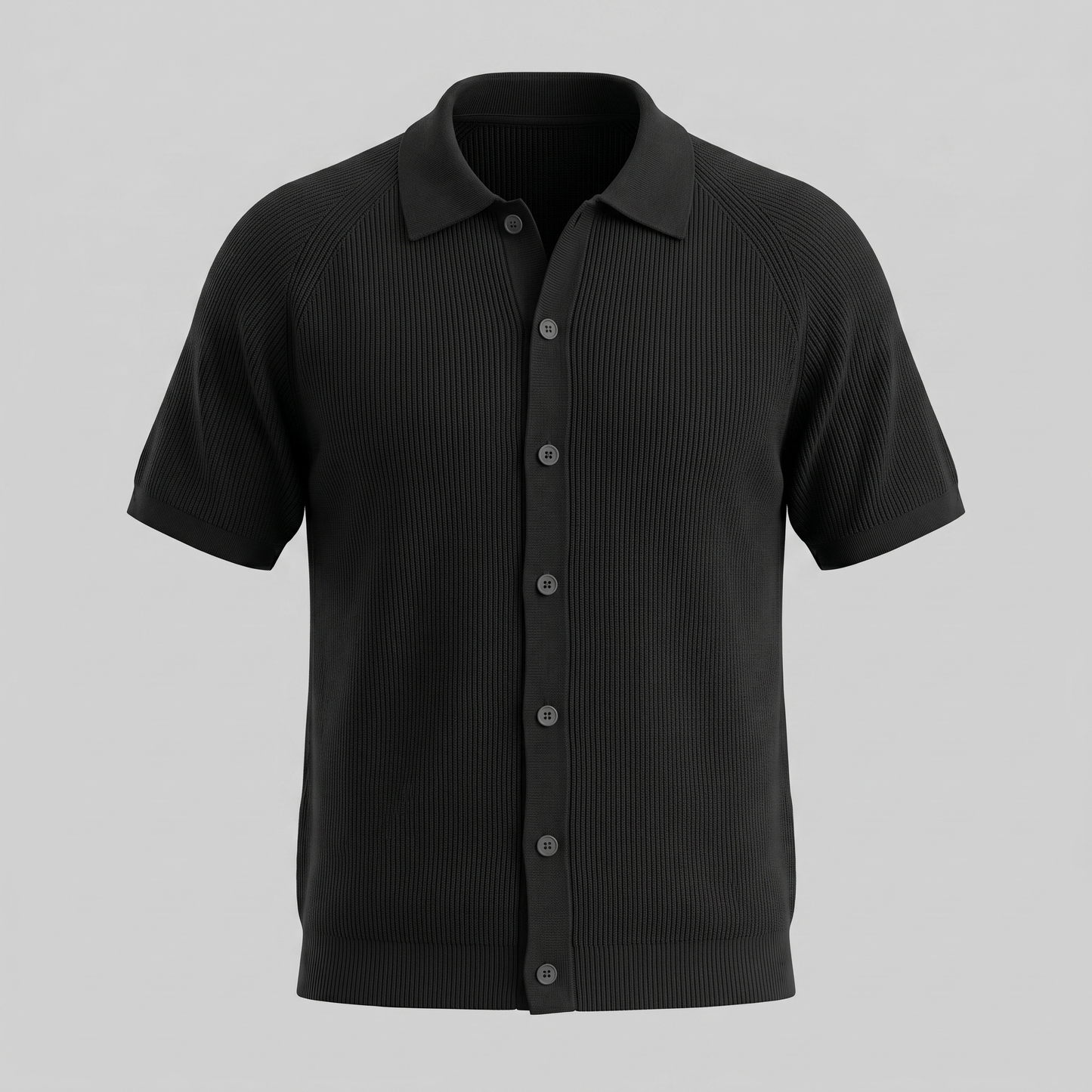 Pánské žebrované polo s plnými knoflíky