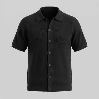 Pánské žebrované polo s plnými knoflíky