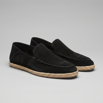 Pánské stylové semišové espadrilky mokasíny | Letní nazouvací jutové sandály