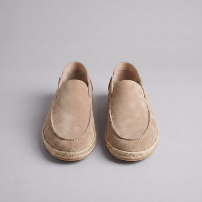 Pánské stylové semišové espadrilky mokasíny | Letní nazouvací jutové sandály