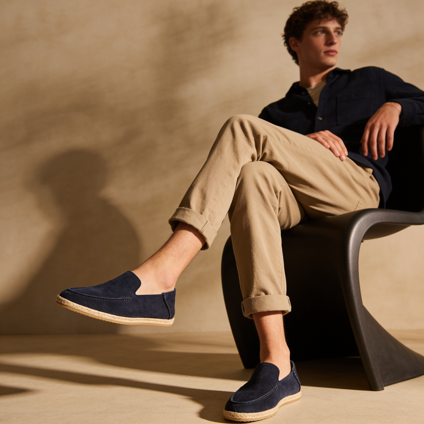 Pánské stylové semišové espadrilky mokasíny | Letní nazouvací jutové sandály