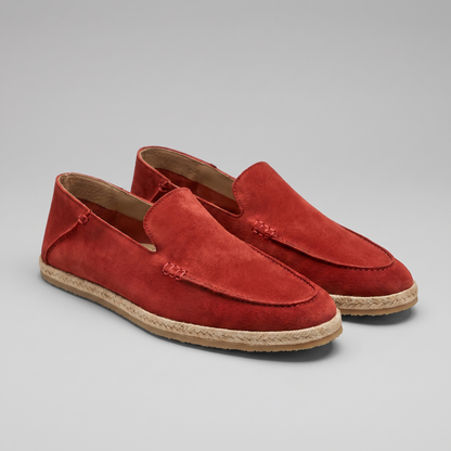 Pánské stylové semišové espadrilky mokasíny | Letní nazouvací jutové sandály