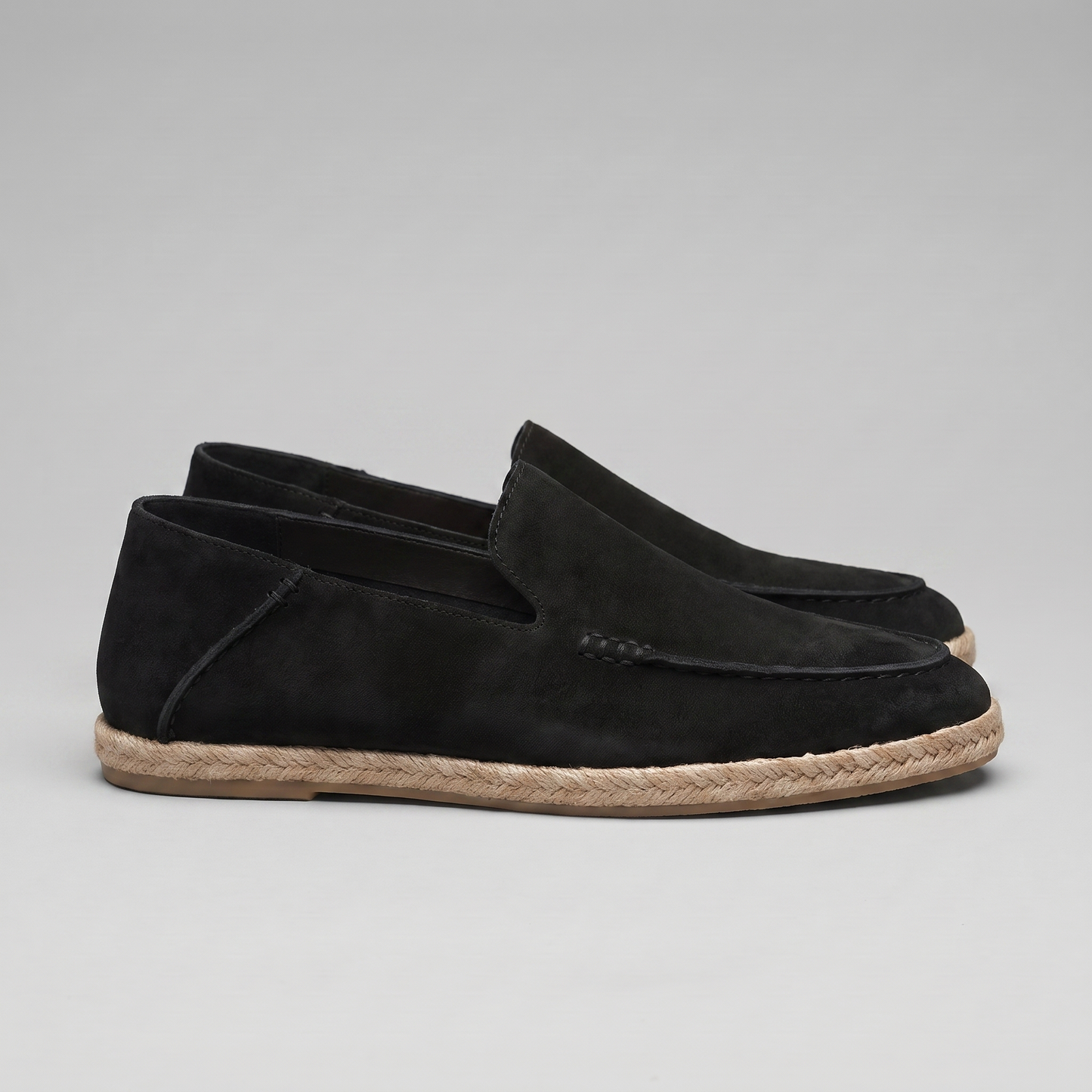 Pánské stylové semišové espadrilky mokasíny | Letní nazouvací jutové sandály