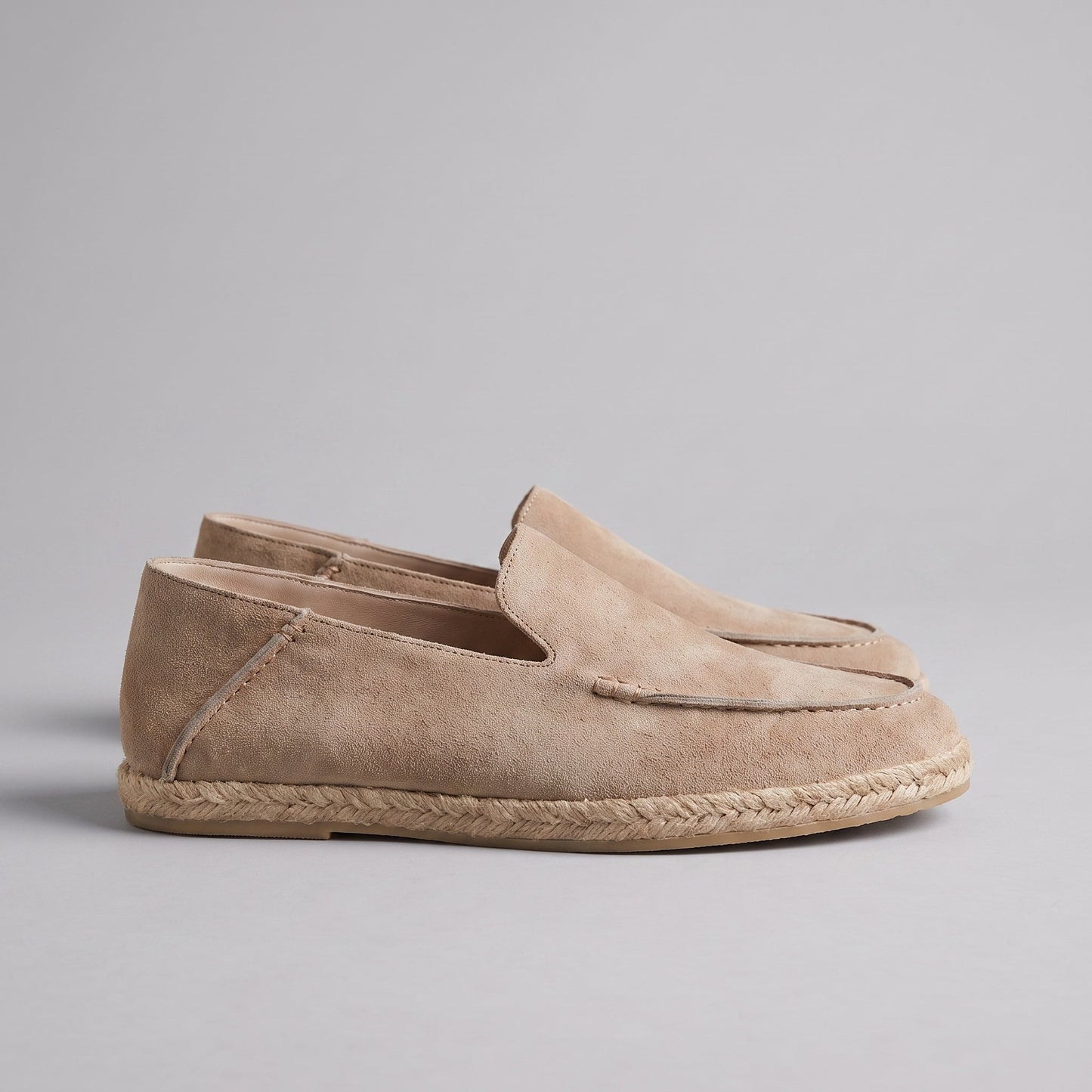 Pánské stylové semišové espadrilky mokasíny | Letní nazouvací jutové sandály