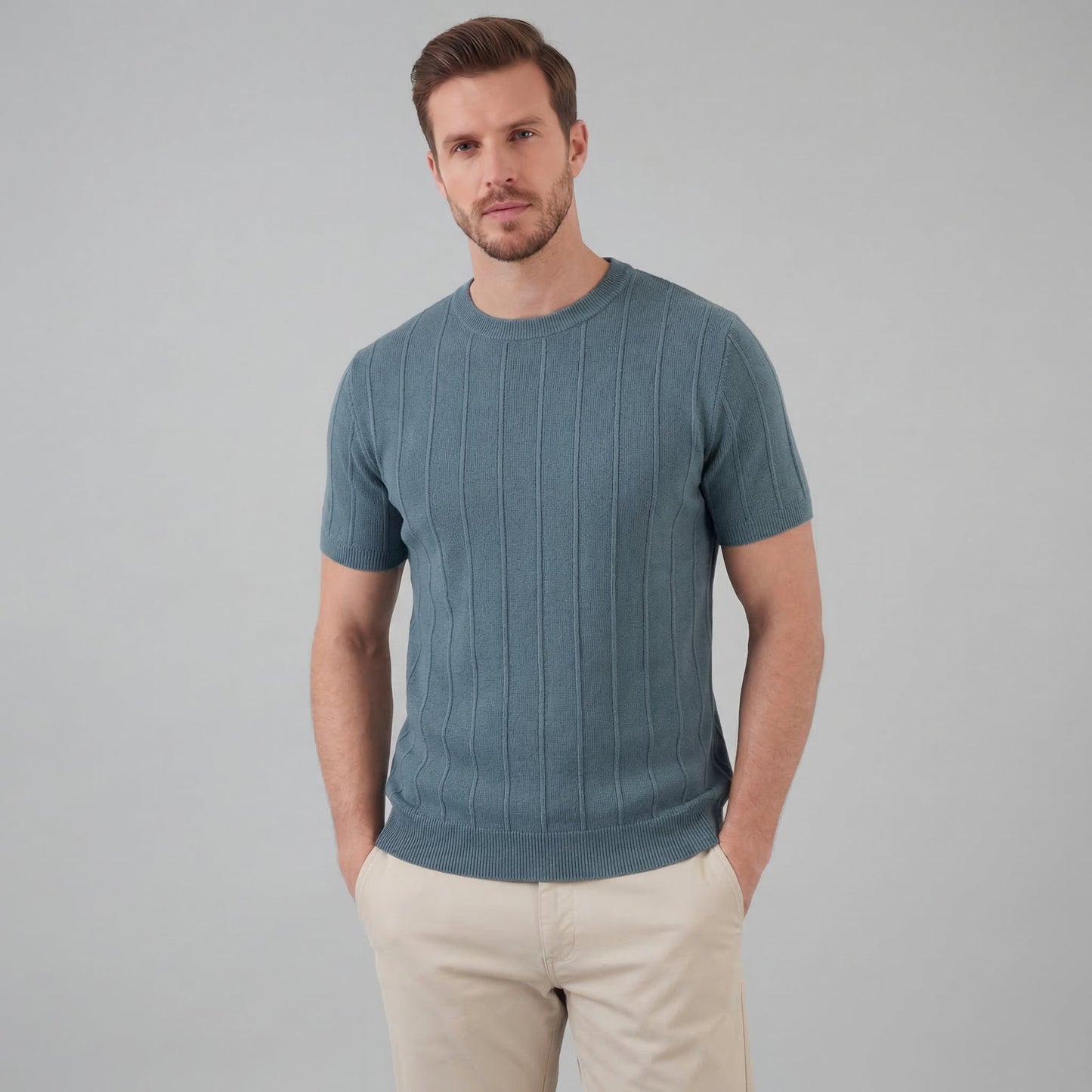 Men's Ribbed Knit Long Sleeve Tee