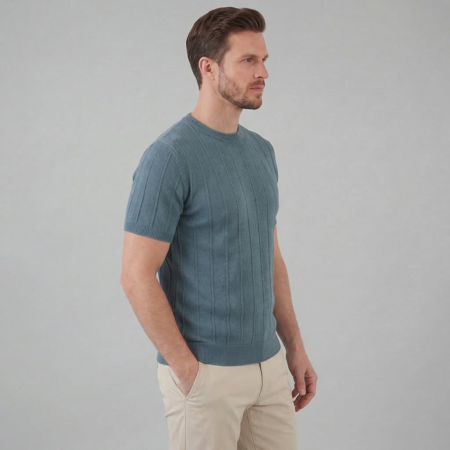 Men's Ribbed Knit Long Sleeve Tee