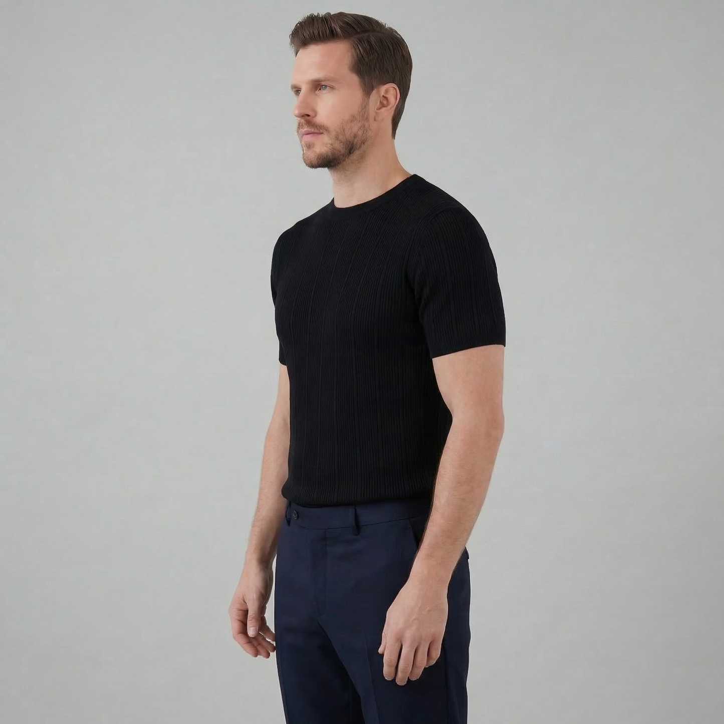 Men's Ribbed Knit Long Sleeve Tee