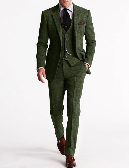 Traje de Tweed para Hombre de Tres Piezas | Clásico Formal Perfecto para Bodas y Eventos