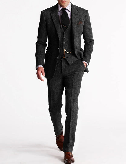 Traje de Tweed para Hombre de Tres Piezas | Clásico Formal Perfecto para Bodas y Eventos