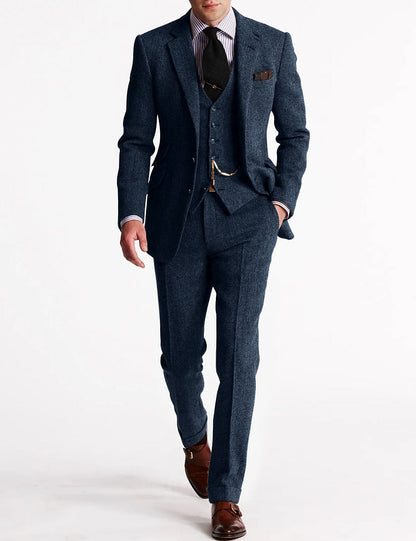 Traje de Tweed para Hombre de Tres Piezas | Clásico Formal Perfecto para Bodas y Eventos