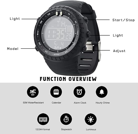 Reloj deportivo digital impermeable para hombre | Reloj para aventuras al aire libre
