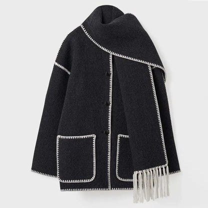 Zoe | Elegancki płaszcz damski z szalikiem